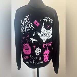 Villains Disney Black Graphic Sweatshirt with Pink and White Design